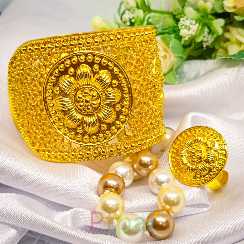 Gelang Bangkok free cincin Perhiasan Dubai Lapis Emas 24K Gold Fashion Xuping dupai