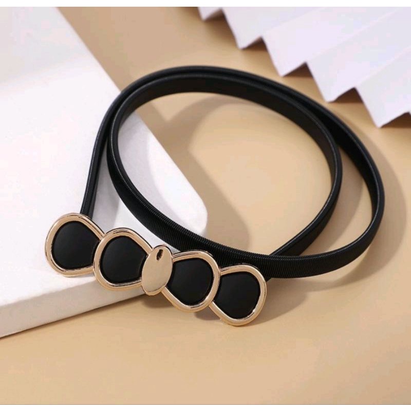 RANDOM Gesper Wanita Per Elastis Korea Belt Wanita Khusus Warna Hitam