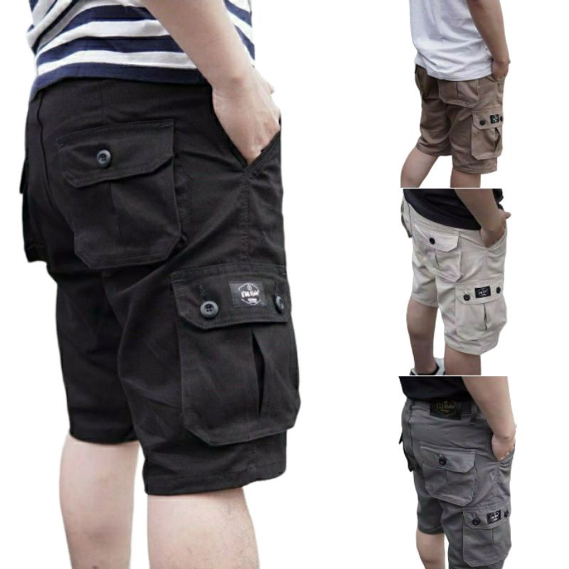 Promo Diskon Celana Pendek Pria Celana Pendek Cargo Pria Kualitas Premium Size 28 sampai 38 Kain Stretch Halus