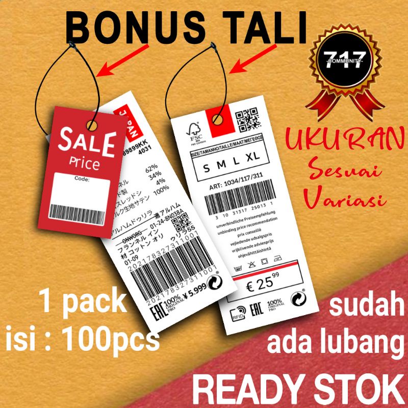 Jual Label Baju Hang Tag Baju Label Produk Hangtag Baju Hangstag Label Kaos Label Merek Label