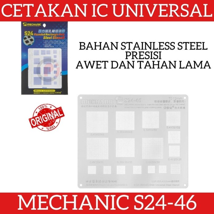 MECHANIC S24 - 46 Plat Cetakan IC Universal Steel Stencil 0.12mm