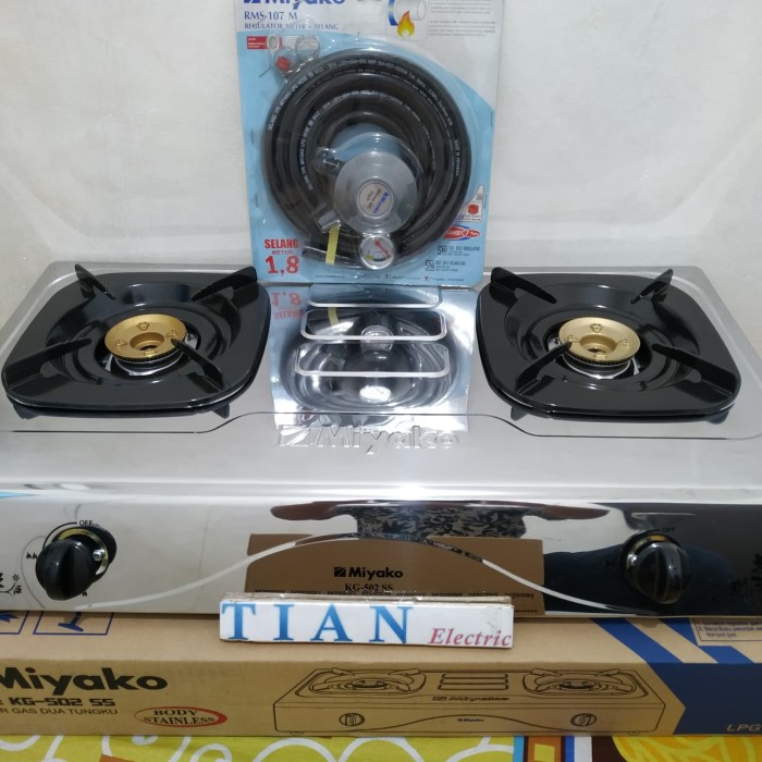 Miyako Kg-502Ss Kompor Gas 2 Tungku + (Selang & Regulator Miyako)