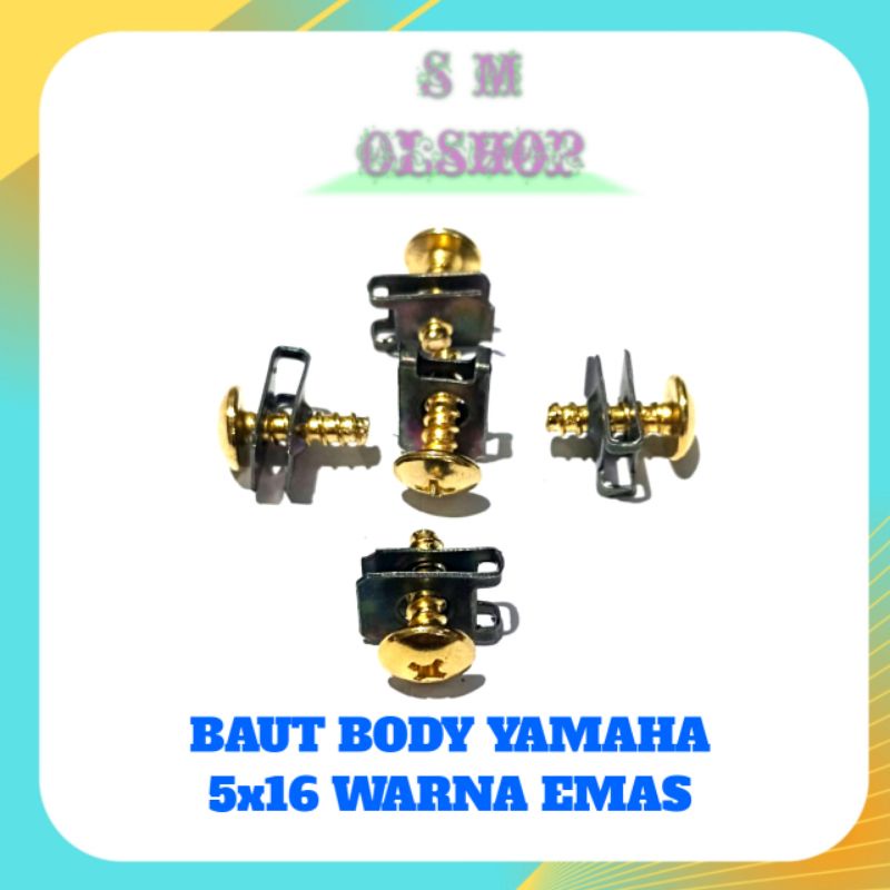 20 PCS Baut Gold Baut Klip Body Yamaha 5x16 Baut Body Motor Yamaha Baut Klip Cover Body Yamaha Matic Yamaha Non Matic Vega,Jupiter,Mio,Xride