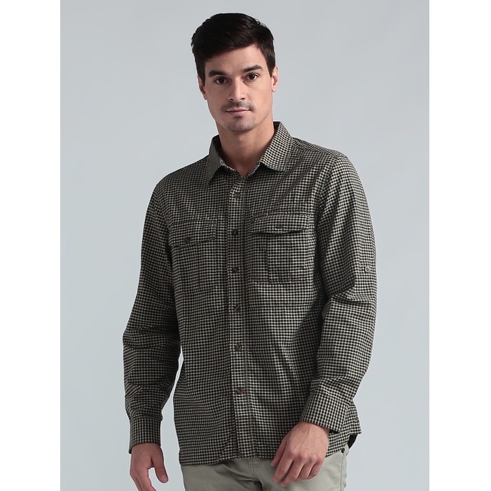 KEMEJA LENGAN PANJANG MGEE DISTRIC C016 - GREEN - KEMEJA KASUAL KOTAK