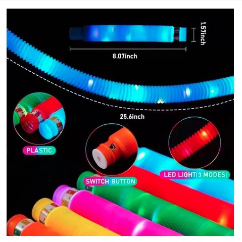 Mainan Viral 2022 CEV Light Up Pop Tubes Pop Pipes Mainan Lampu Stick Pipa Selang Fidget Toy Pop Light Mainan Selang