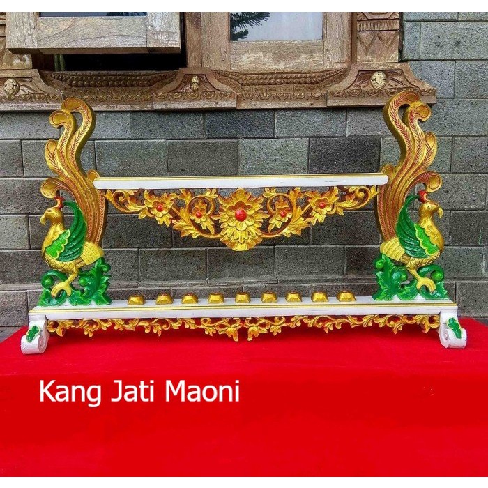 WWW02077 jagrak keris jati ukiran merak isi 9 hrg pngrjin BL1876 KJM