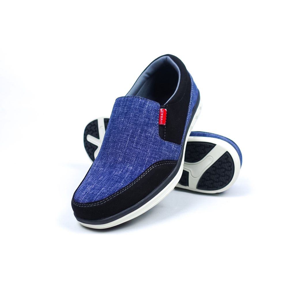 Sepatu Slip On Pria Virale Model Casual Terbaru KG 01 NAVY HT