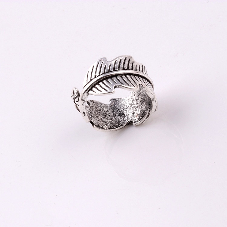 Cincin Model Terbuka Desain Bulu Gaya Retro Eropa Amerika Untuk Pria Dan Wanita