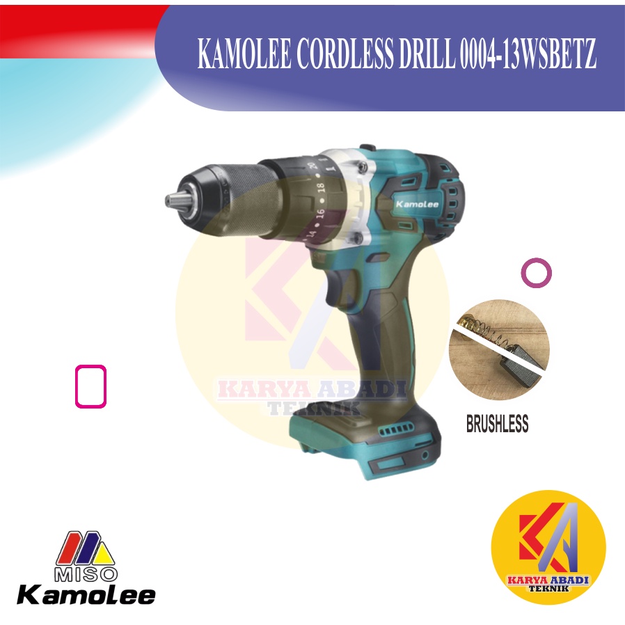 KAMOLEE MESIN BOR 13mm (IMPACT DRILL 18V 13mm) - FULL SET (BRUSHLESS)