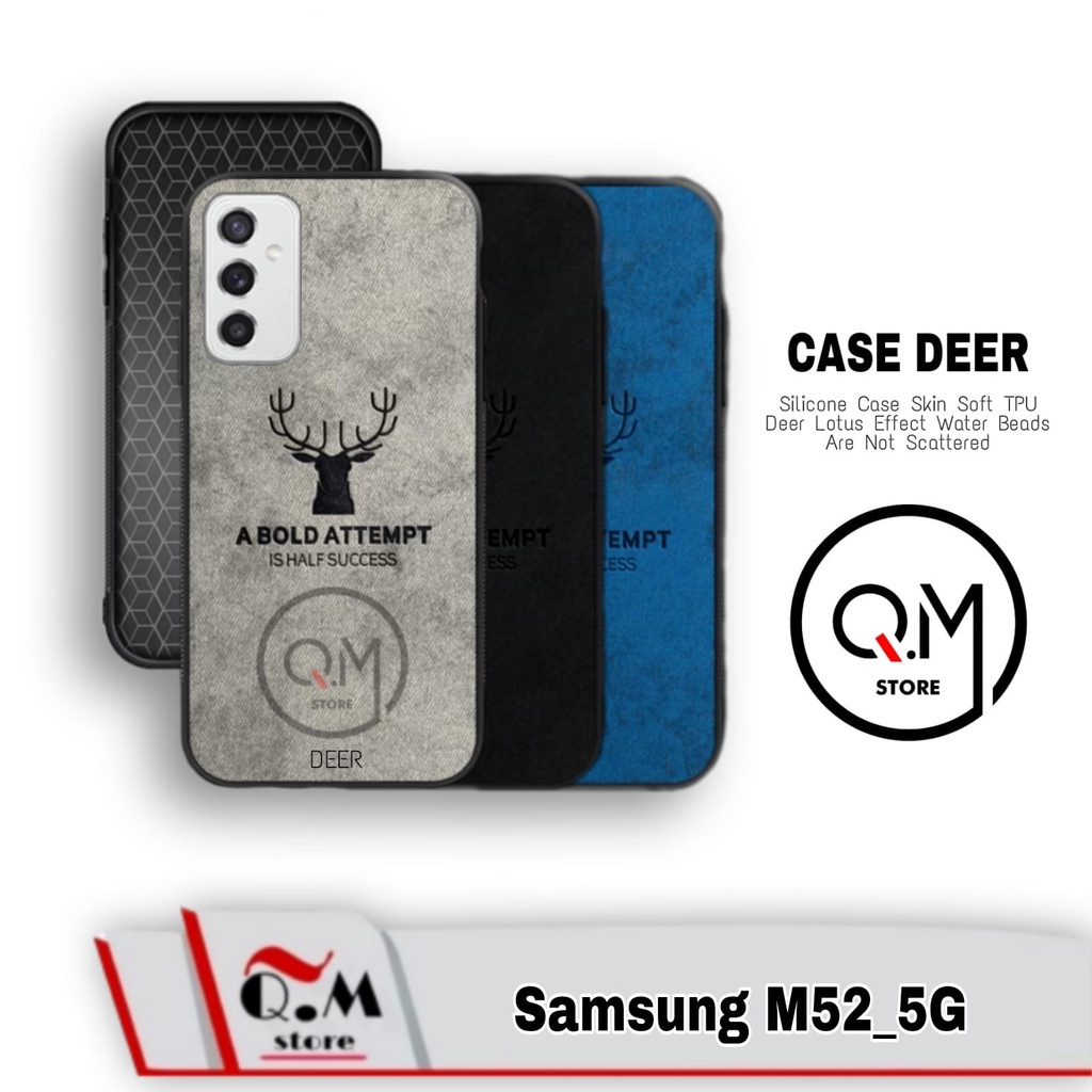 Case Samsung M52 5G Softcase Deer Pelindung Back Cover High Quality Bermotif Cloth Rusa Jens