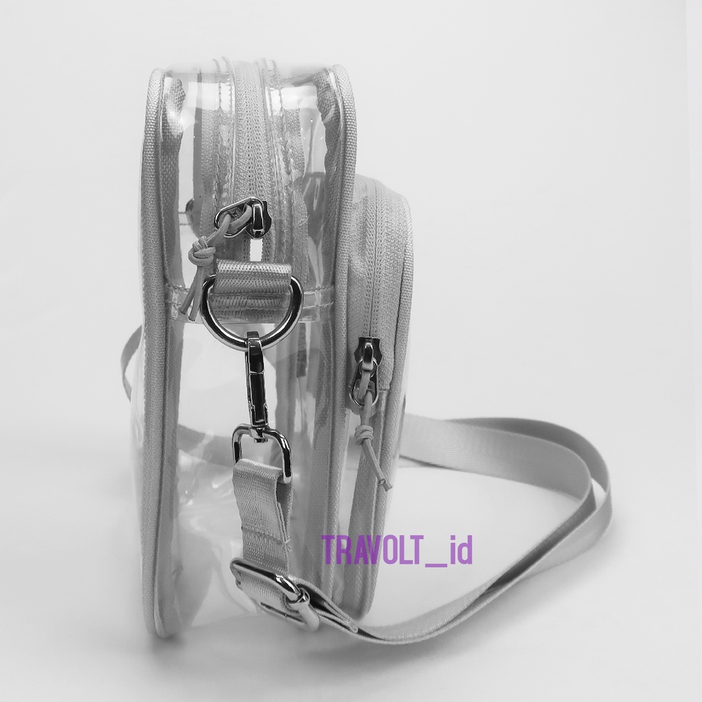 Tas Selempang Transparan Resleting -Travolt - Sling bag pouch - Tas PVC Mika tebal - Tas Konser KPOP - Glade