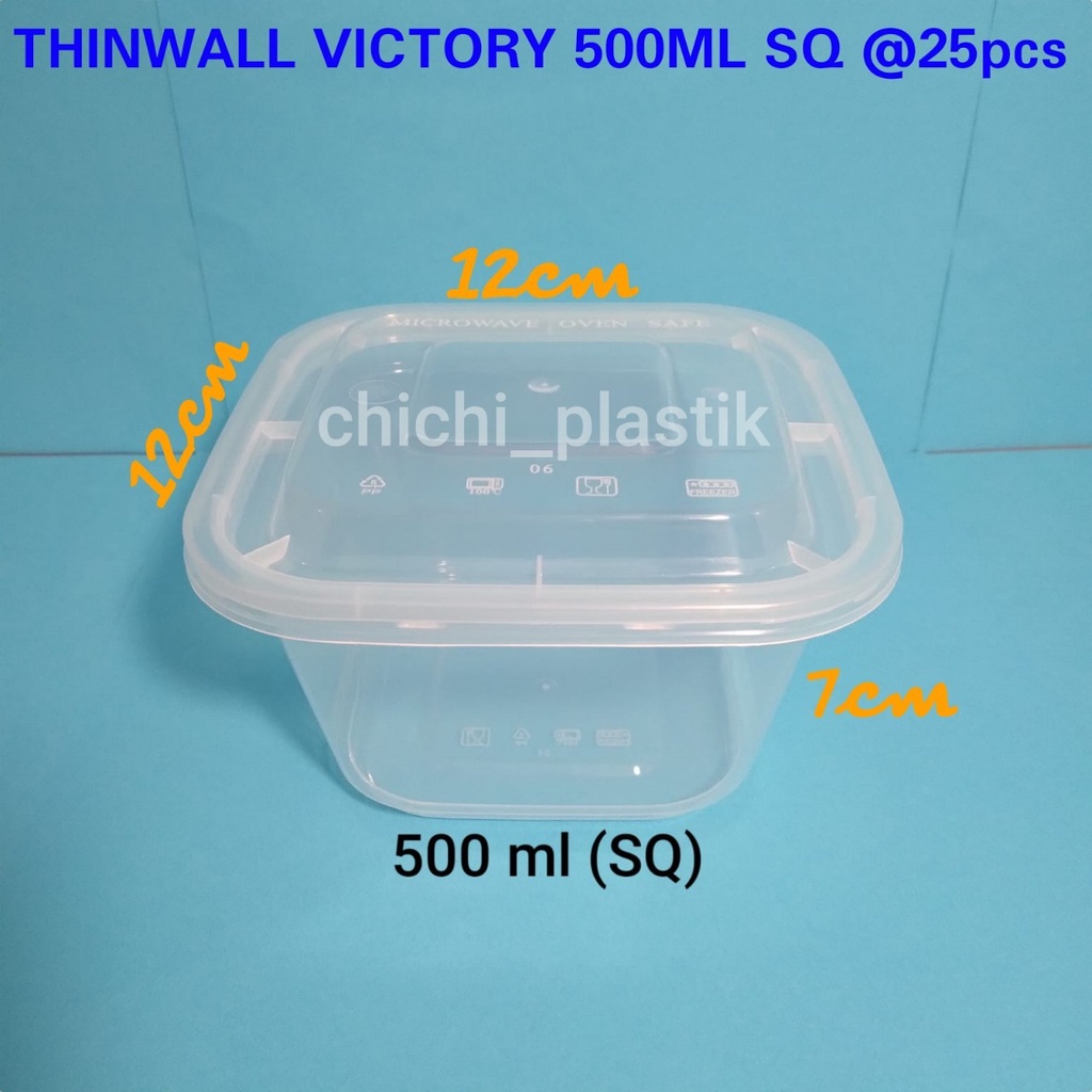 Thinwall food container 500ml kotak SQ/ Cup salad 500ml/ Cup es kepal/ Dessert box/ Cup puding/