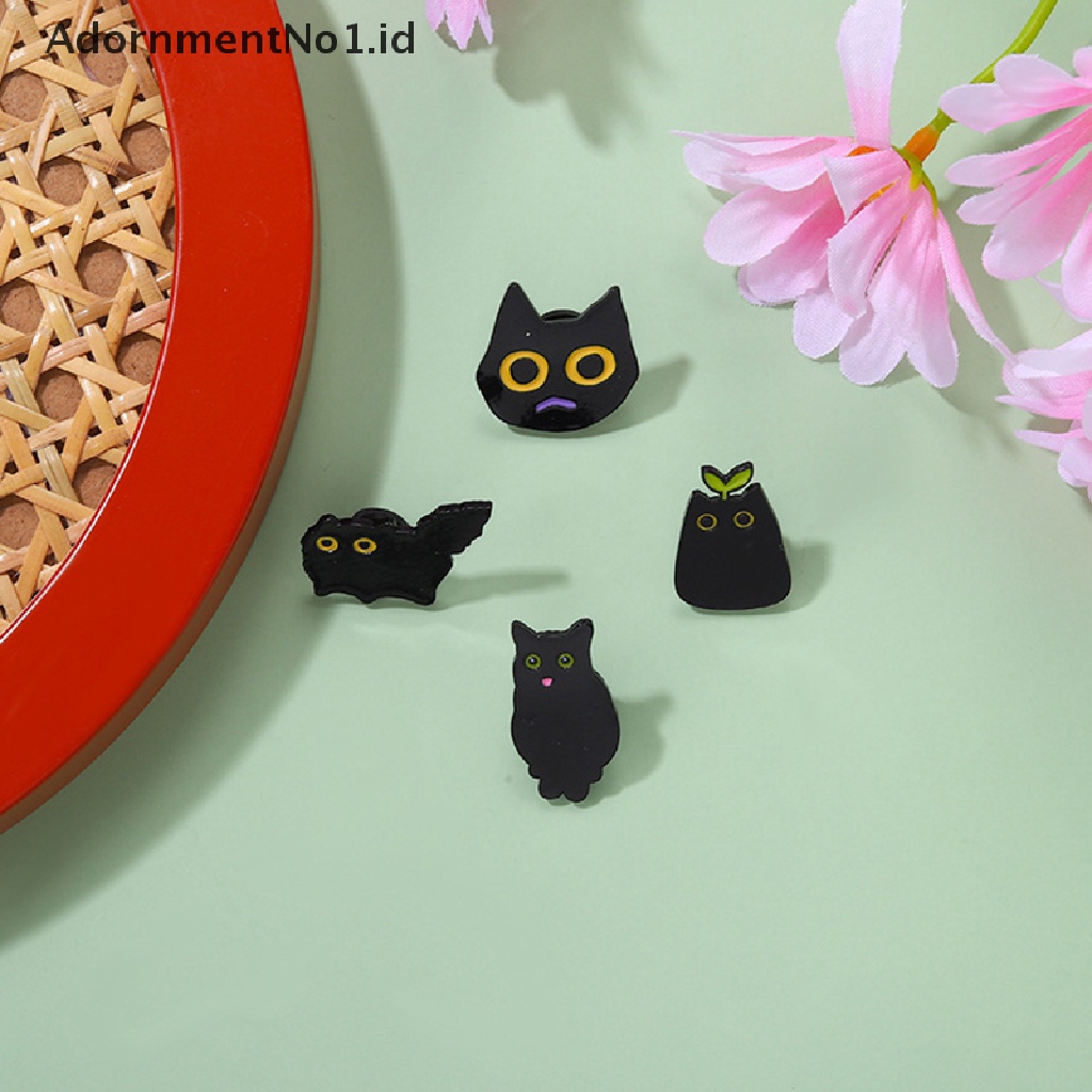 Bros Pin Enamel Bentuk Kartun Hewan Kucing Hitam Kecil Bahan Logam Gaya Punk No1 Untuk Aksesoris