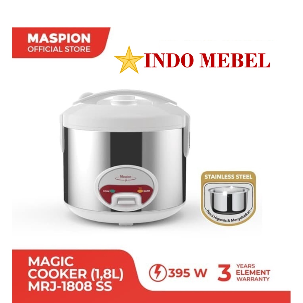 Maspion MRJ-1808SS Magic Com Rice Cooker 1.8 Liter Stainless Steel READY MAKASSAR PROMO