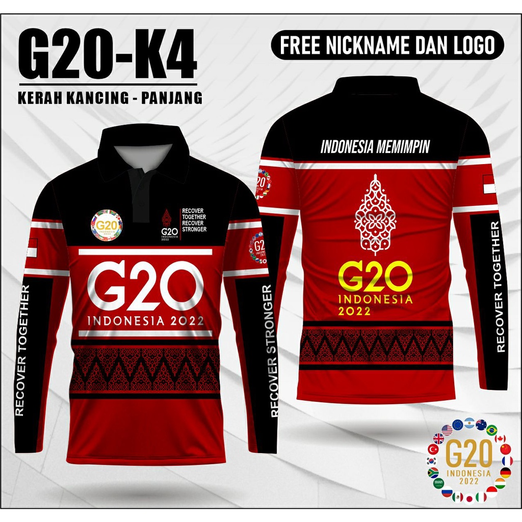 Baju polo kerah g 20 2022 jokowi kaos jersey g20 indonesia lengan panjang
