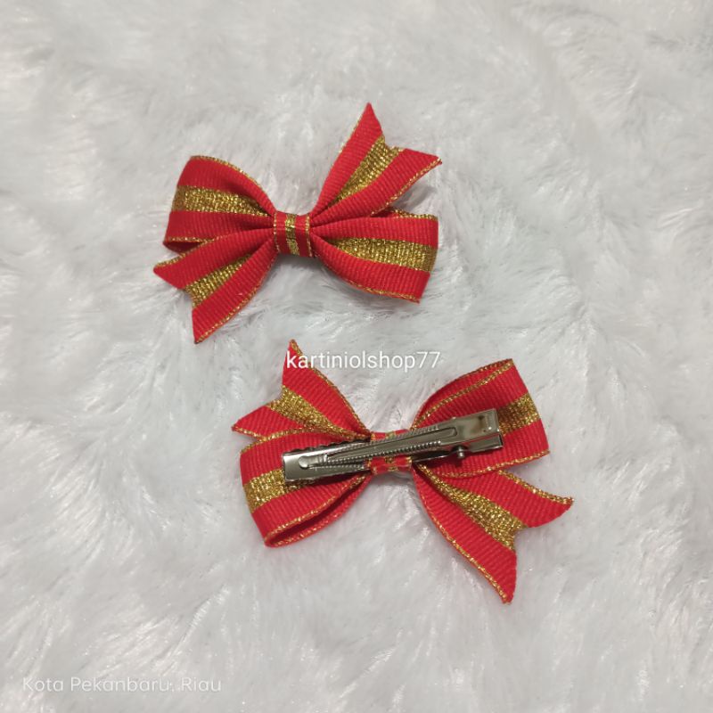 Jepit Rambut Merah Gold/ Jepit Rambut Kekinian