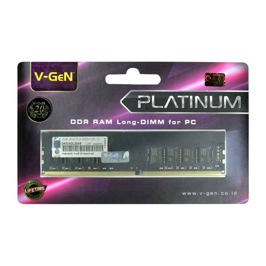 RAM DDR4 V-GeN Platinum 16GB PC21300/2666Mhz LongDimm (Memory PC VGEN)