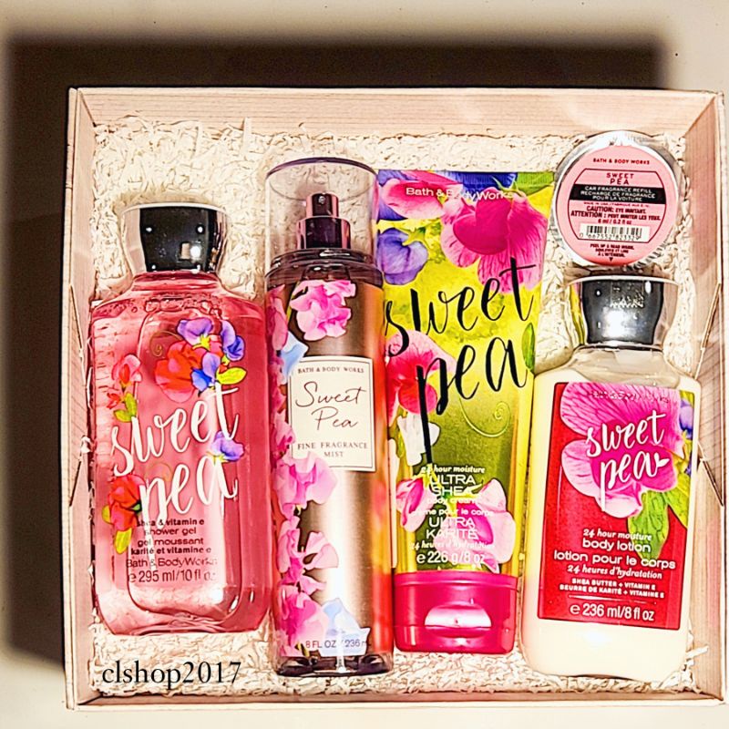 BBW SWEET PEA GIFT SET PAKET BATH &amp; BODY WORKS