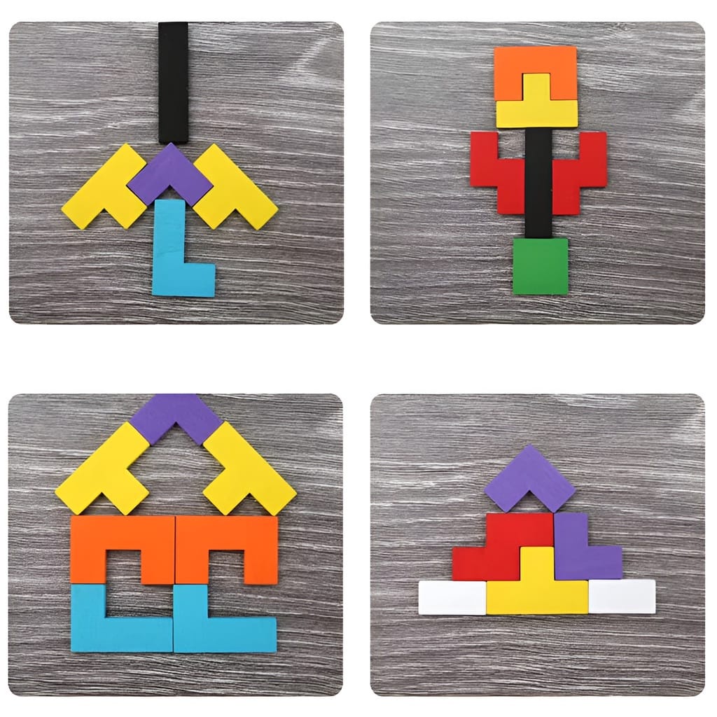 HZ Mainan Puzzle Tetris Russian Tertis Block Toy Mainan Edukasi Anak Wood Intellegence