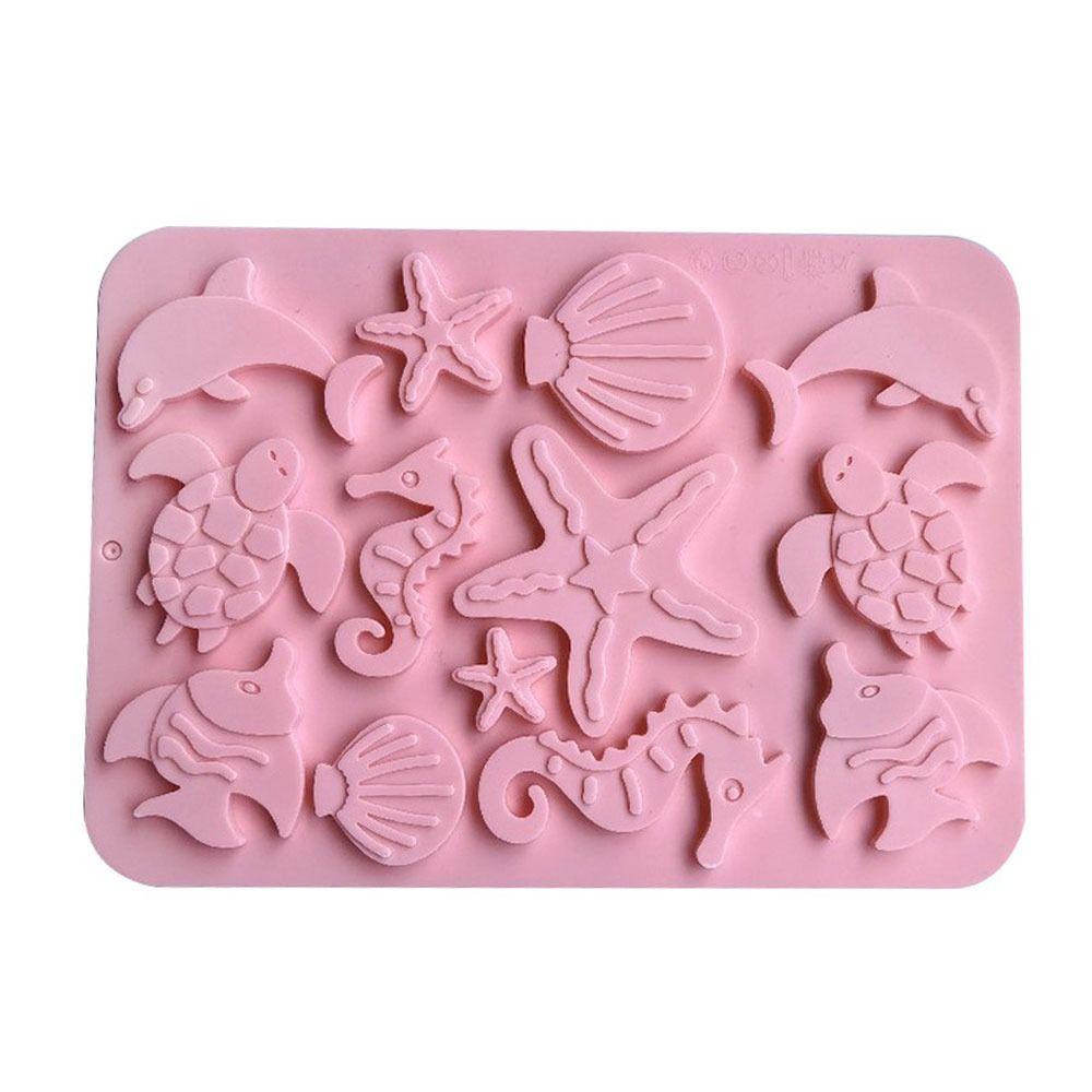 Solighter Marine Life Cetakan Silikon Fondant Baking Dekorasi Kue Drip Mold Silicone Mold Hias Kuda Laut Bintang Laut Shell