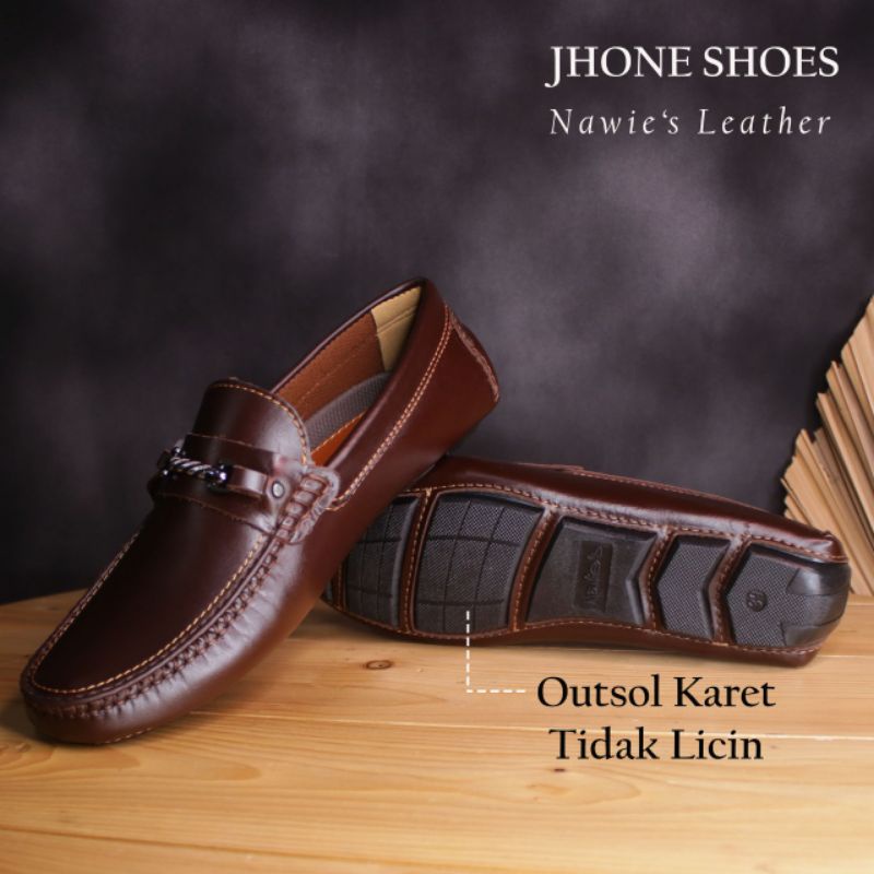 [NAWIES LEATHER] SEPATU SLIP ON KULIT SAPI ASLI ORIGINAL NAWIES FR.03 SEPATU AWET