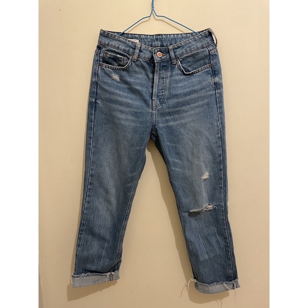 Bershka High Waist Straight Cropped Jeans