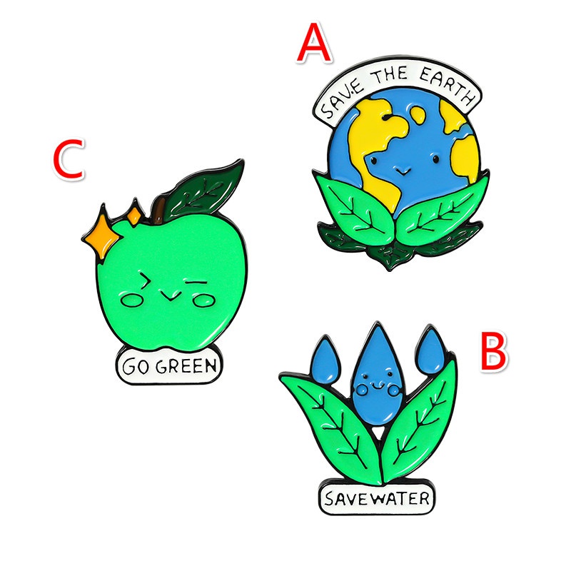 Bros Pin Enamel Desain Save The Earth Pelindung Pakaian Untuk Hadiah Anak