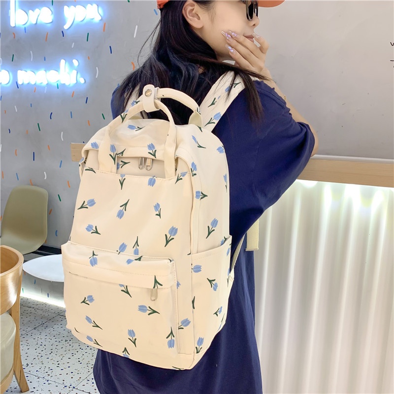 WYK137 Tas Ransel Wanita Sekolah Floral Mochila Backpack School Impor TKM