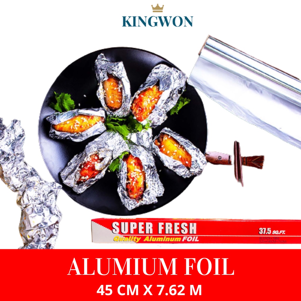 ALUMINIUM FOIL/KERTAS ALUMINIUM FOIL ROLL UNTUK MAKANAN 45CMX7.62M FOOD GRADE