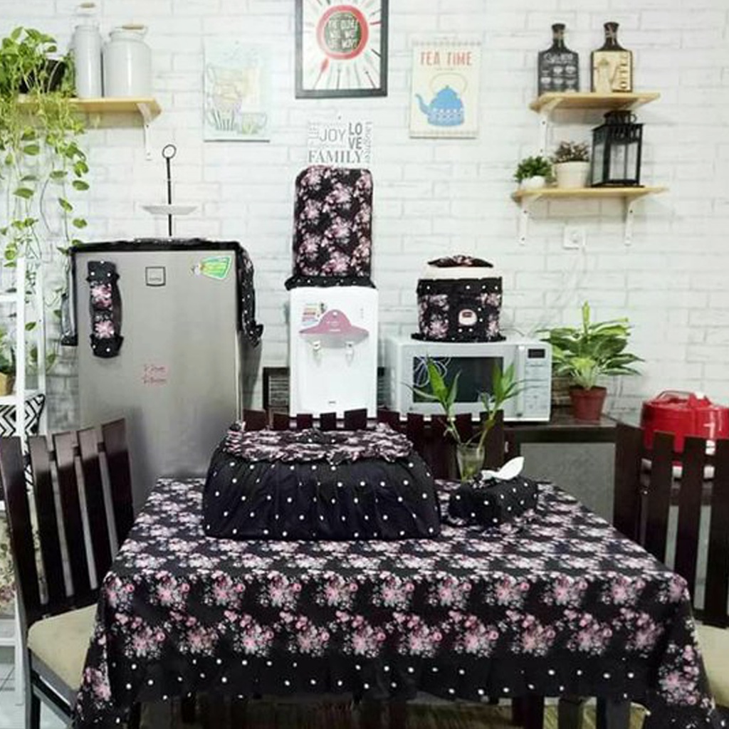 [✅COD] Kitchen Set (Isi 8 Pcs) Taplak Meja Makan Sarung Galon Cover Tutup Kulkas Mejikom Magicom Tudung Saji Kotak Tempat Tisu Tissue Aneka Motif Perlengkapan Hiasan Dekorasi Dapur Home Decor Rumah Tangga