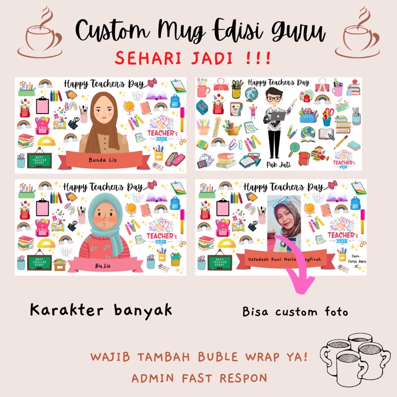 Mug Custom Guru I Mug Custom Edisi Pekerjaan I Kado Unik I Kado untuk Guru I Hampers Guru