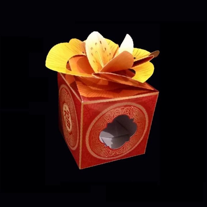 

box packaging 2 toples 500gram kotak kado motif bunga imlek sincia kardus hampers cny size 14x14x14 cm