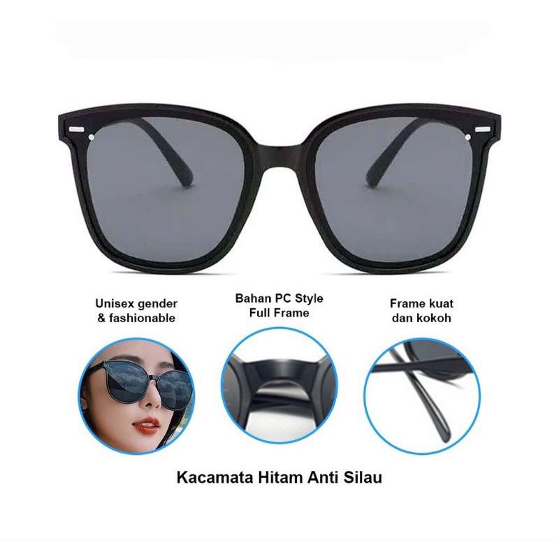 Korean Kacamata Hitam Pria Wanita Unisex Sunglasses Fashion Retro Anti UV Radiasi Import