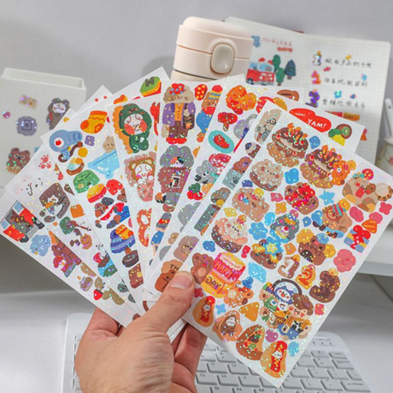

1 Lembar Sticker Lucu Cartoon Cute Hologram Aesthetic Dekor Diary/ Jurnal/ Scrapbook/ Hp/ Koper dll