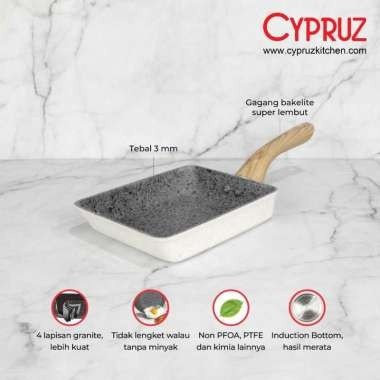 Cypruz FP-0713 Omelette Egg Pan Tamagoyaki White Granite Wajan Kotak