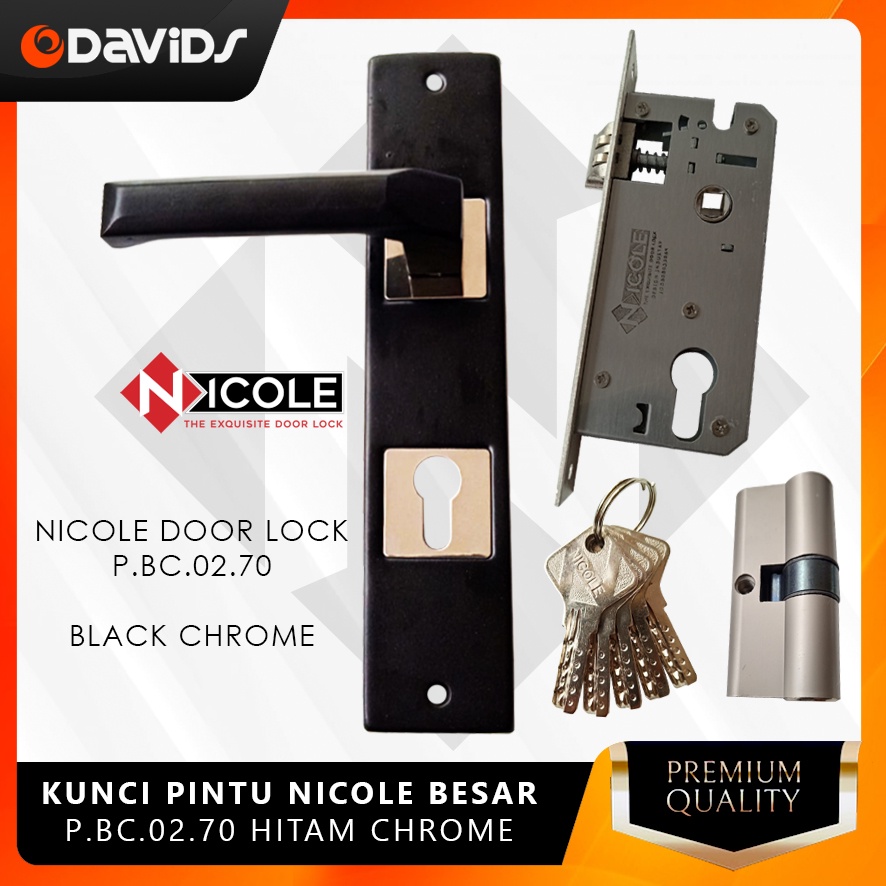 Kunci Pintu Set Handle Rumah Kamar Minimalis Handel Hitam Besar Nicole