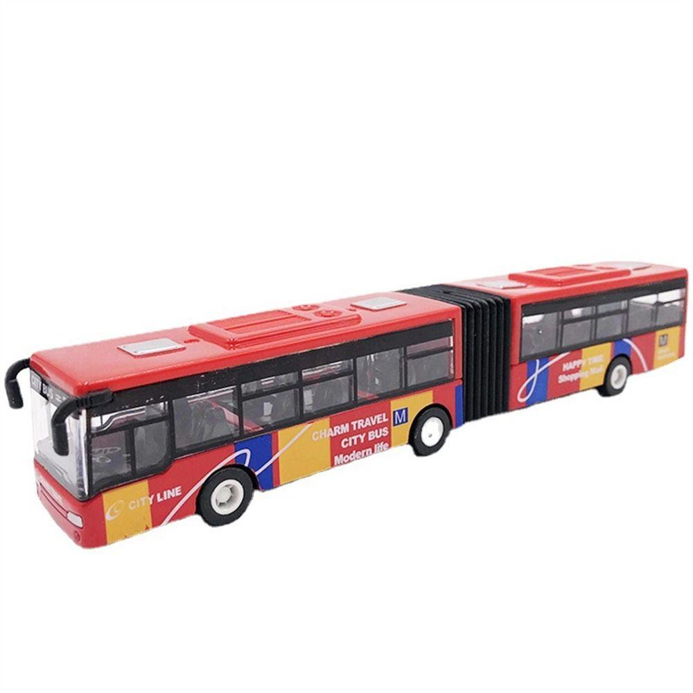 Quinton Diecast Bus Mainan Balita Anak Hadiah Untuk Kendaraan Mainan Anak Laki-Laki Model Bis Mobil Mainan Edukasi Pull Back and Go Articulated Bus