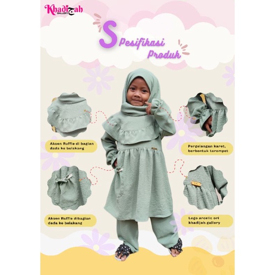 ONE SET DAN HIJAB ANAK. SETELAN ANAK HIJAB. OOTD ANAK,