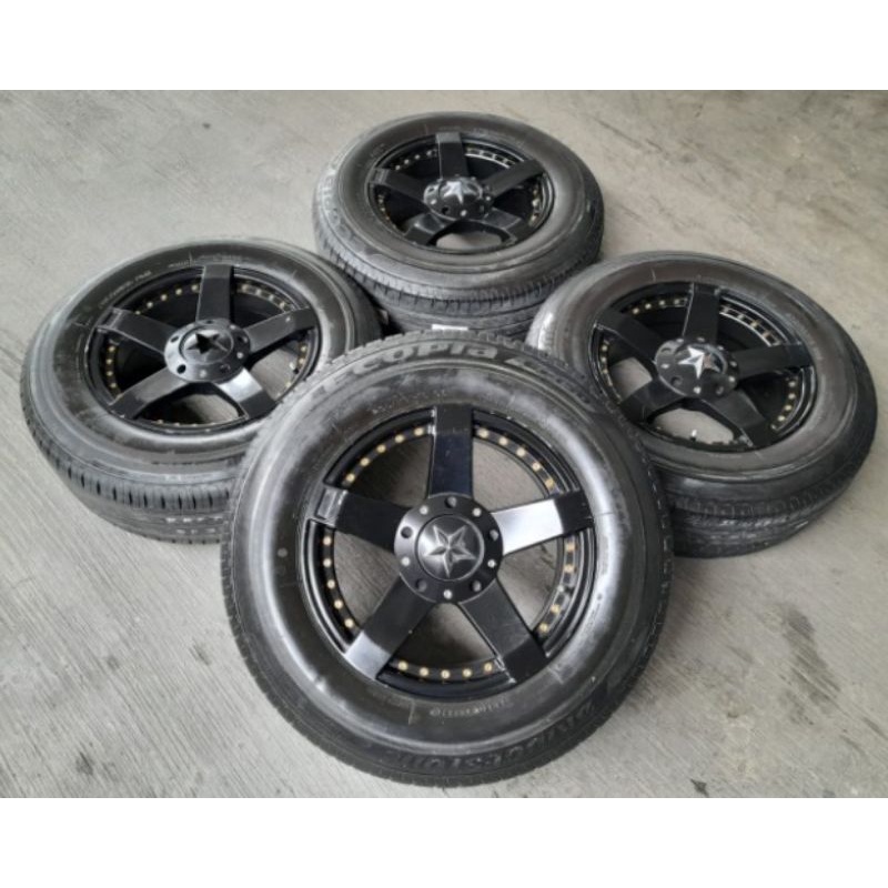 Velg Mobil Bekas Rasta Ring 15x7 Pcd 5x114,3+Ban BS 205 70 R15 Buat Rush CR-V  Innova Terios Xpander