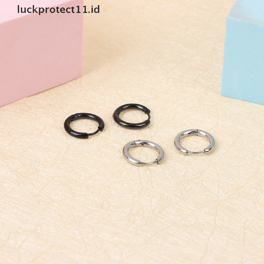 5pcs / lot Anting Hoop Bentuk Lingkaran Geometris Bahan Stainless Steel Untuk Anak Perempuan