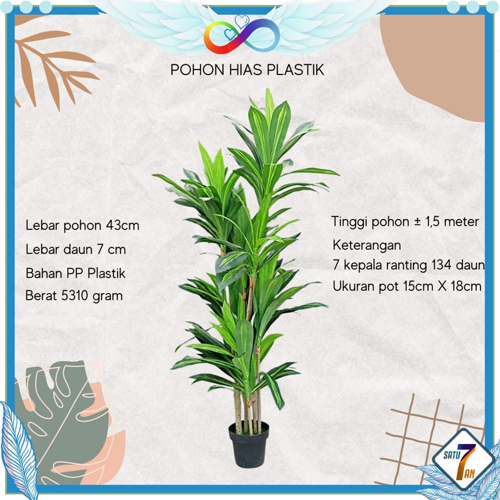 Pohon Hiasan Ruangan Tanaman Hias Pot Daun Tanaman Pohon Plastik Dekorasi Sudut Rumah Cafe Satu7an PBP129