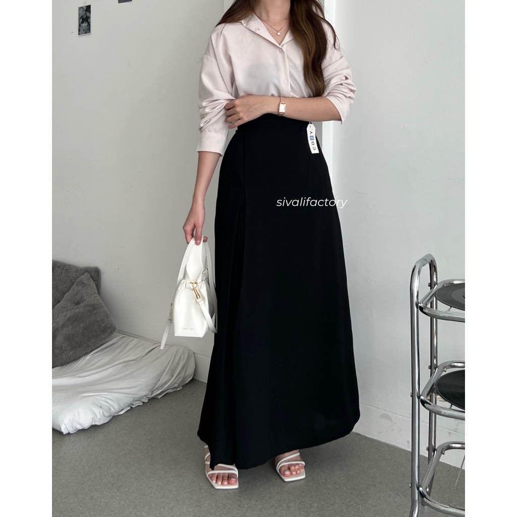 SIVALI Bailey Skirt 8862 | Polyester Skirt Anti Kusut - Midi Maxi Korean Loose Skirt - Rok Wanita