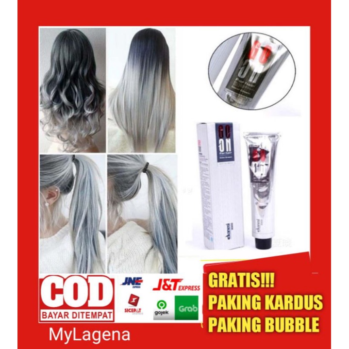 CAT RAMBUT WARNA ABU-ABU MUDA PERMANEN | PEWARNA RAMBUT ABU-ABU MUDA PERMANEN COD