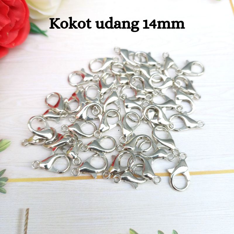 20pcs Kokot udang 14mm kait kokot udang 14mm silver