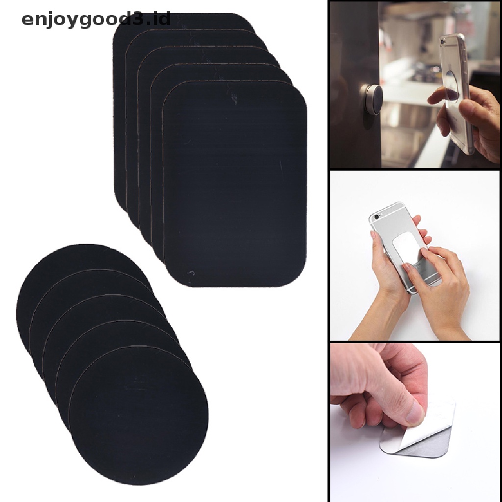 10pcs Stiker Plat Metal Magnetik Holder Handphone Untuk Mobil