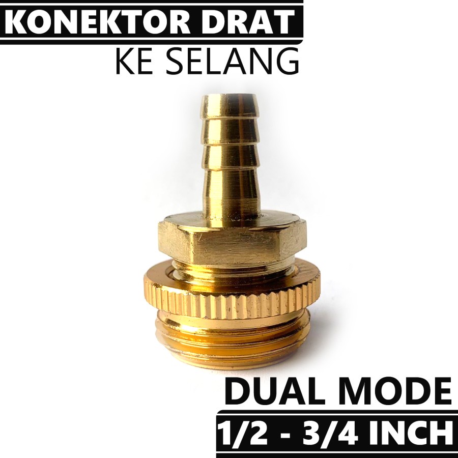 Konektor Sambungan Selang Ke Pipa Ukuran 1/2 sampai 3/4 Inch Drat Luar