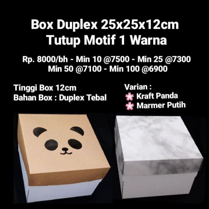 

Box Duplex 25x25x12cm Tutup Motif 1 Warna