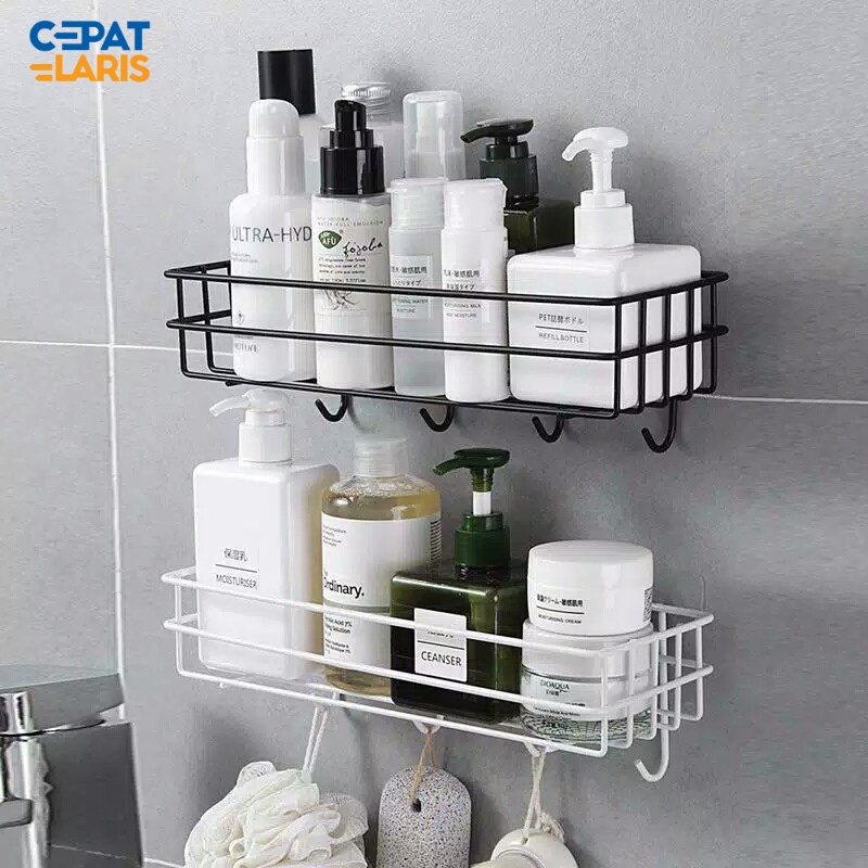 CL Rak Kamar Mandi Rak Dapur Tempat Penyimpanan Serbaguna Rak Besi Gantung Tempelan Dinding Tanpa Bo