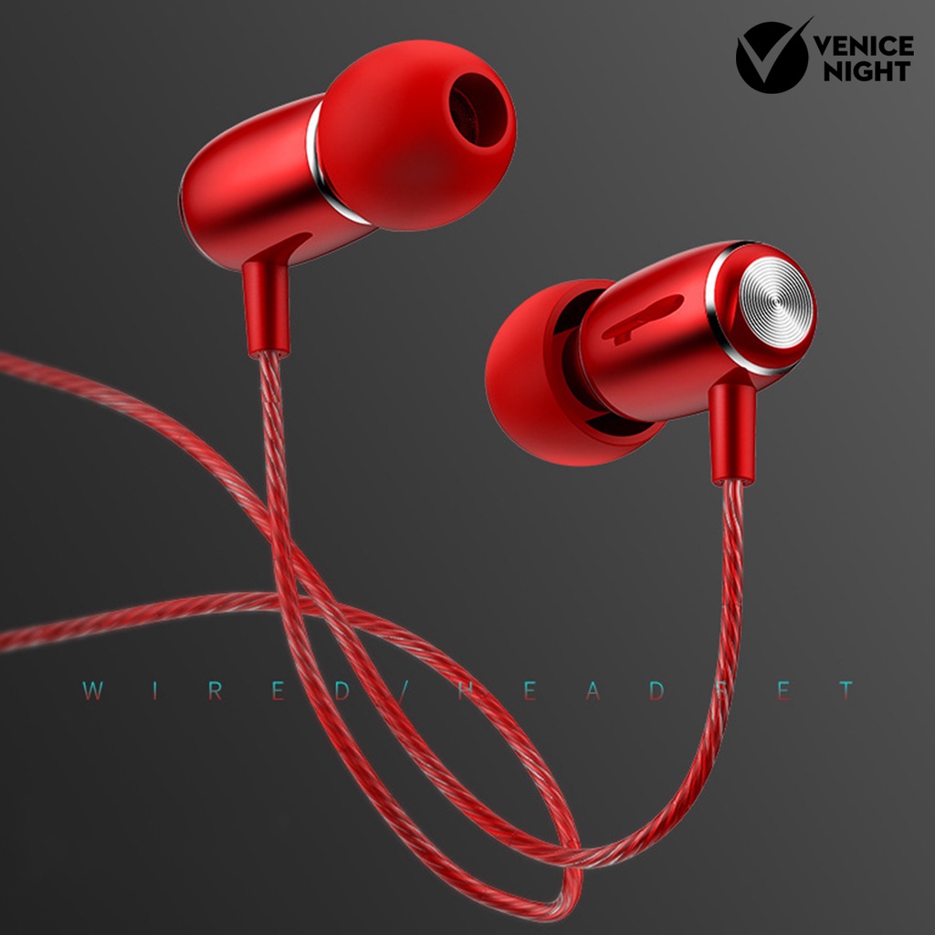 (VNEP) (Berkabel) Universal 3.5mm Metal In-ear Heavy Bass Cable Controlled Earphone dengan Mic