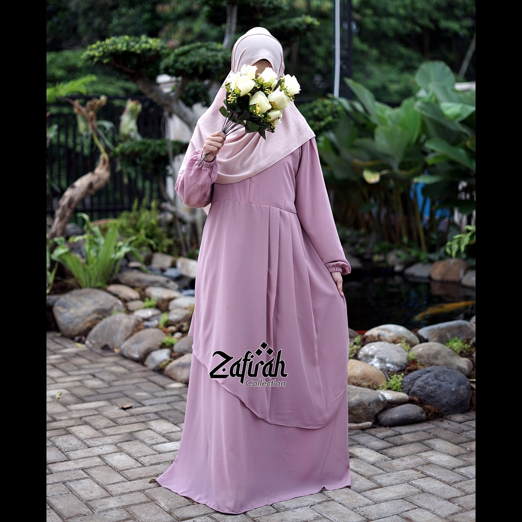 Gamis Polos Terbaru Bahan Ceruty Babydoll - Khanza Dress Ori Zafirah